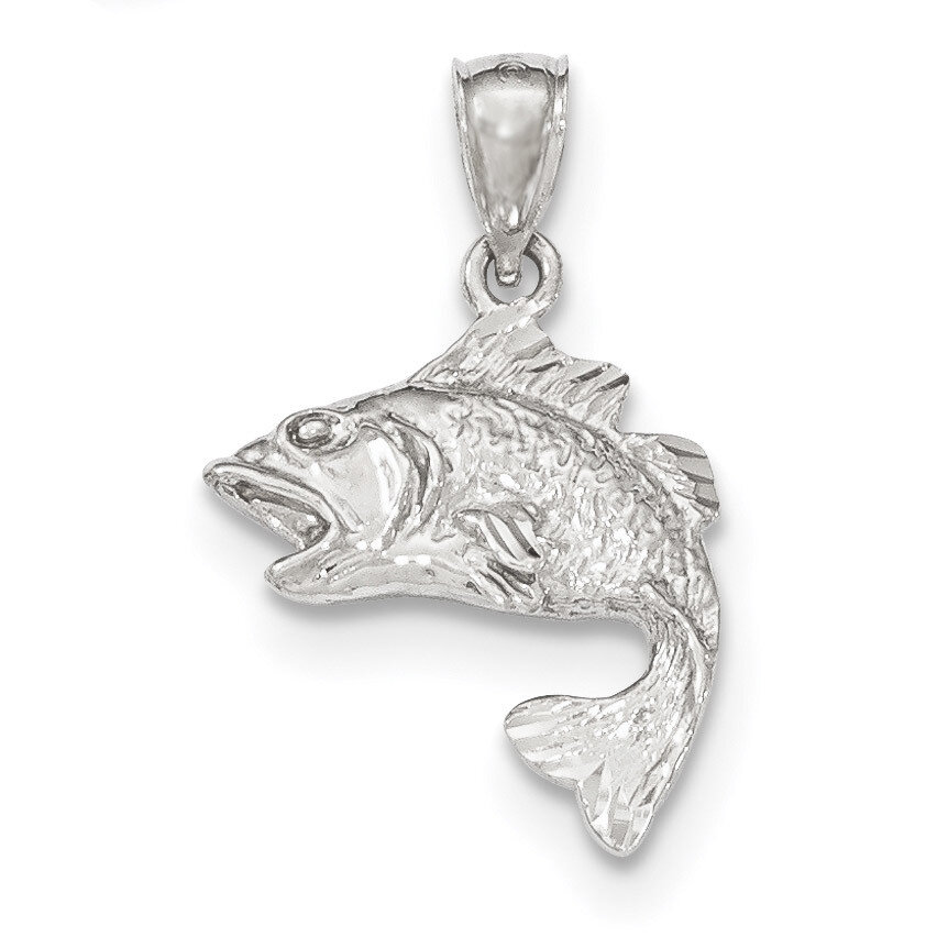 Polished &amp; Textured Bass Pendant 14k white Gold K5357, MPN: K5357, 191101455681
