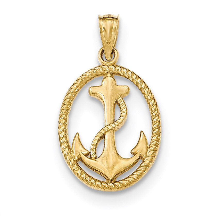 Anchor with Rope Oval Pendant 14k Gold Polished K5389, MPN: K5389, 886774617718