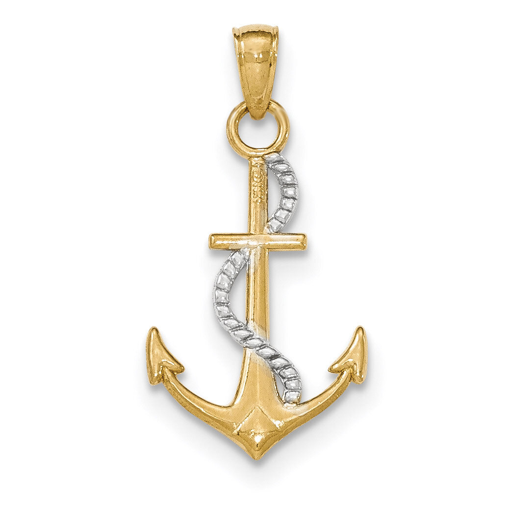 Polished Anchor with rope Pendant 14k Two-tone K5396, MPN: K5396, 637218170821