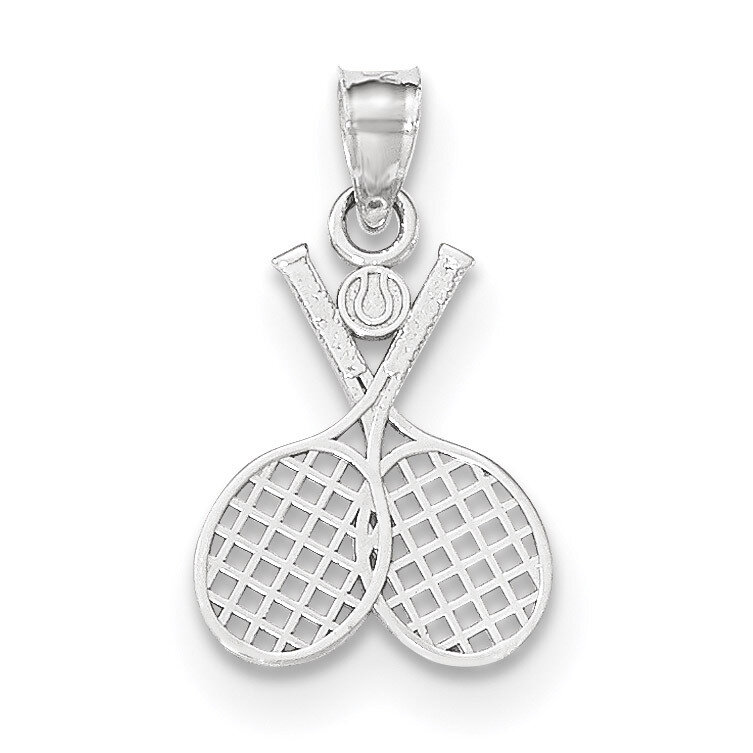 Double Tennis Racquet Charm 14k white Gold K5436, MPN: K5436, 191101459191