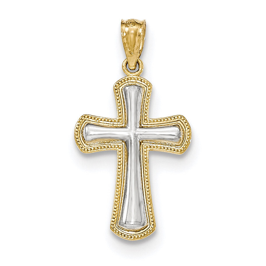 Cross Pendant 14k Polished Gold &amp; Rhodium K5446, MPN: K5446, 886774618777