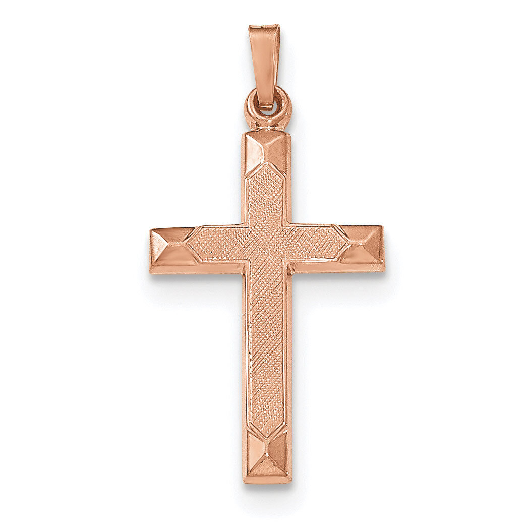 Textured and Polished Latin Cross Pendant 14k Rose Gold K5452