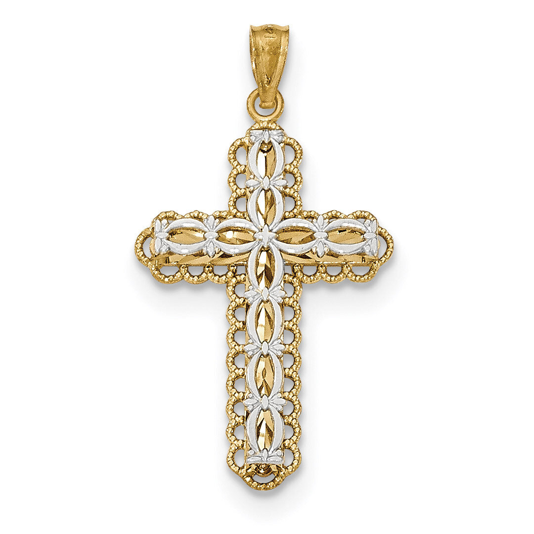 2 Level Cross Pendant 14k Two-tone Gold Polished K5455, MPN: K5455, 191101453212