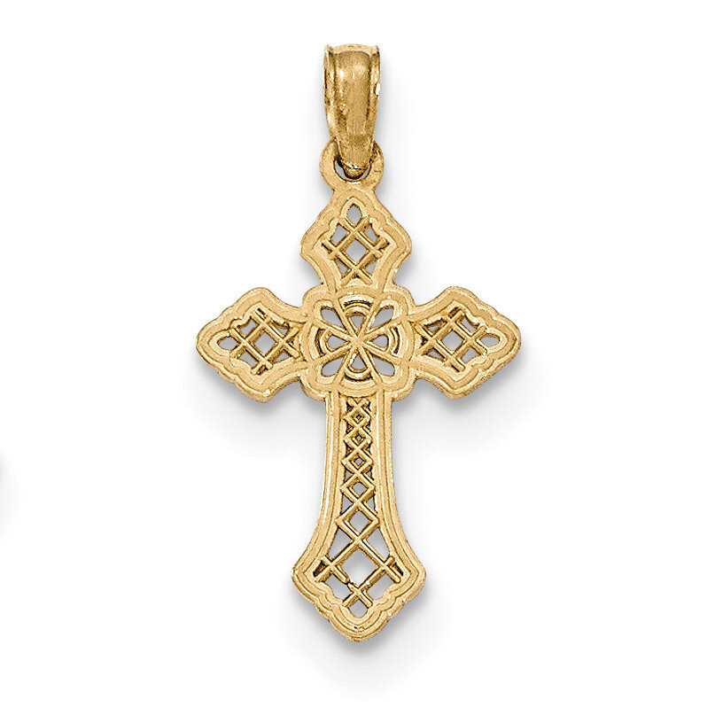 Cross with lace Center &amp; Arrow Tips Pendant 14k Gold Polished K5457, MPN: K5457, 637218052073