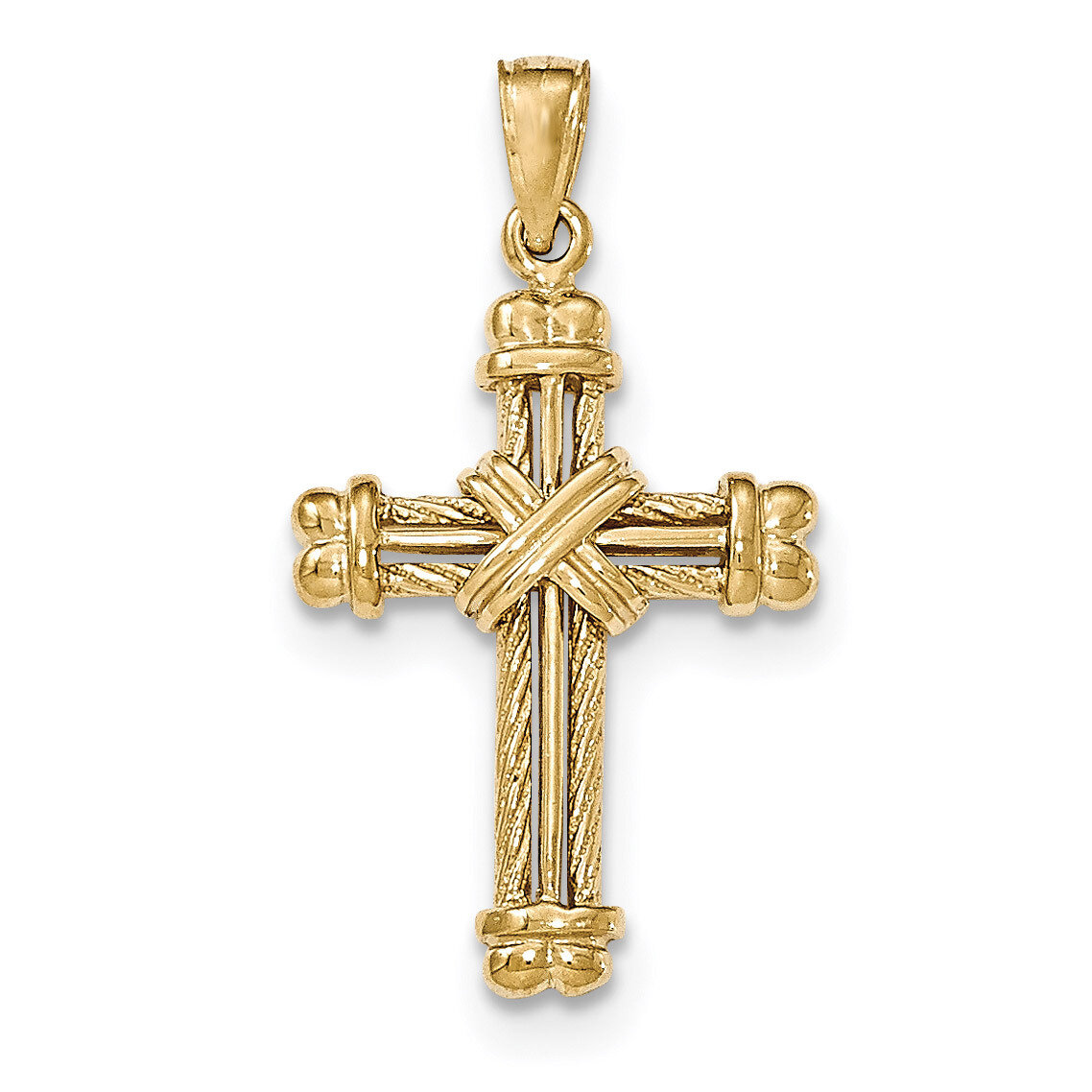 Cross Pendant 14K Gold Polished &amp; Textured K5463, MPN: K5463, 637218017522