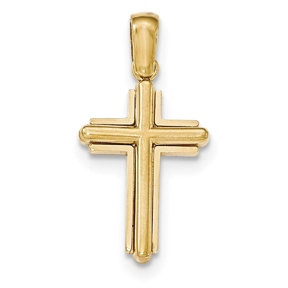 Beveled Stick Cross with frame Pendant 14k Gold Polished K5499