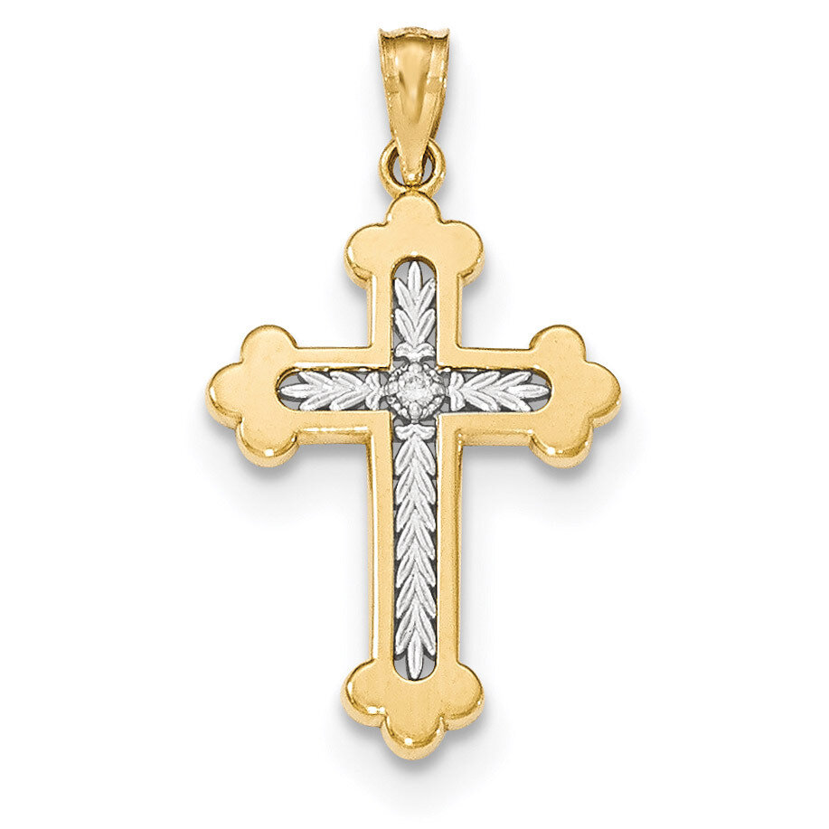 Budded Cross with .015 Diamond Pendant 14k Two-tone Gold Polished K5506, MPN: K5506, 883957846002