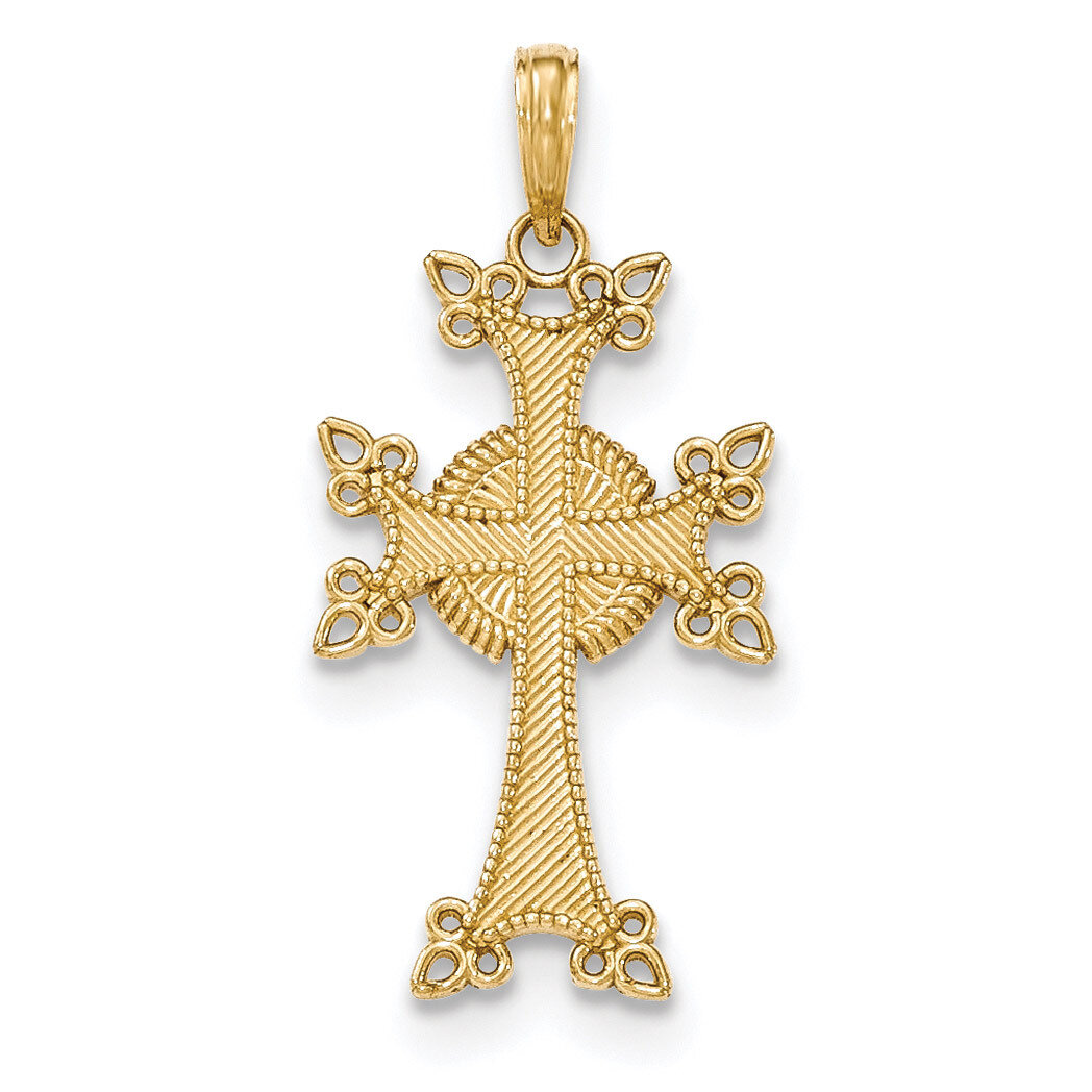 Armenian Cross Pendant 14K Gold Polished &amp; Textured K5513, MPN: K5513, 637218147212