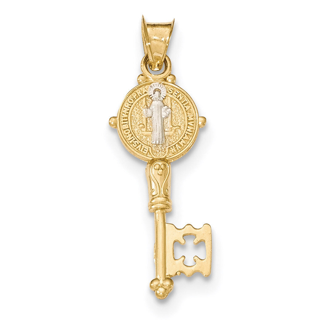 Cross Key Pendant 14k Gold &amp; Rhodium K5532