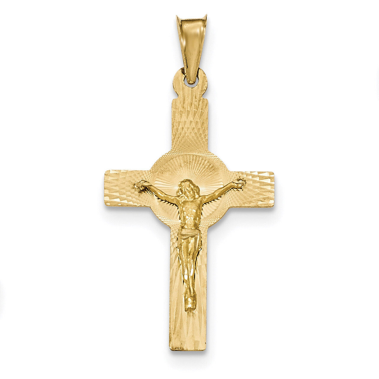 Satin and Diamond -cut Crucifix Pendant 14k Gold Polished K5542, MPN: K5542, 191101368622