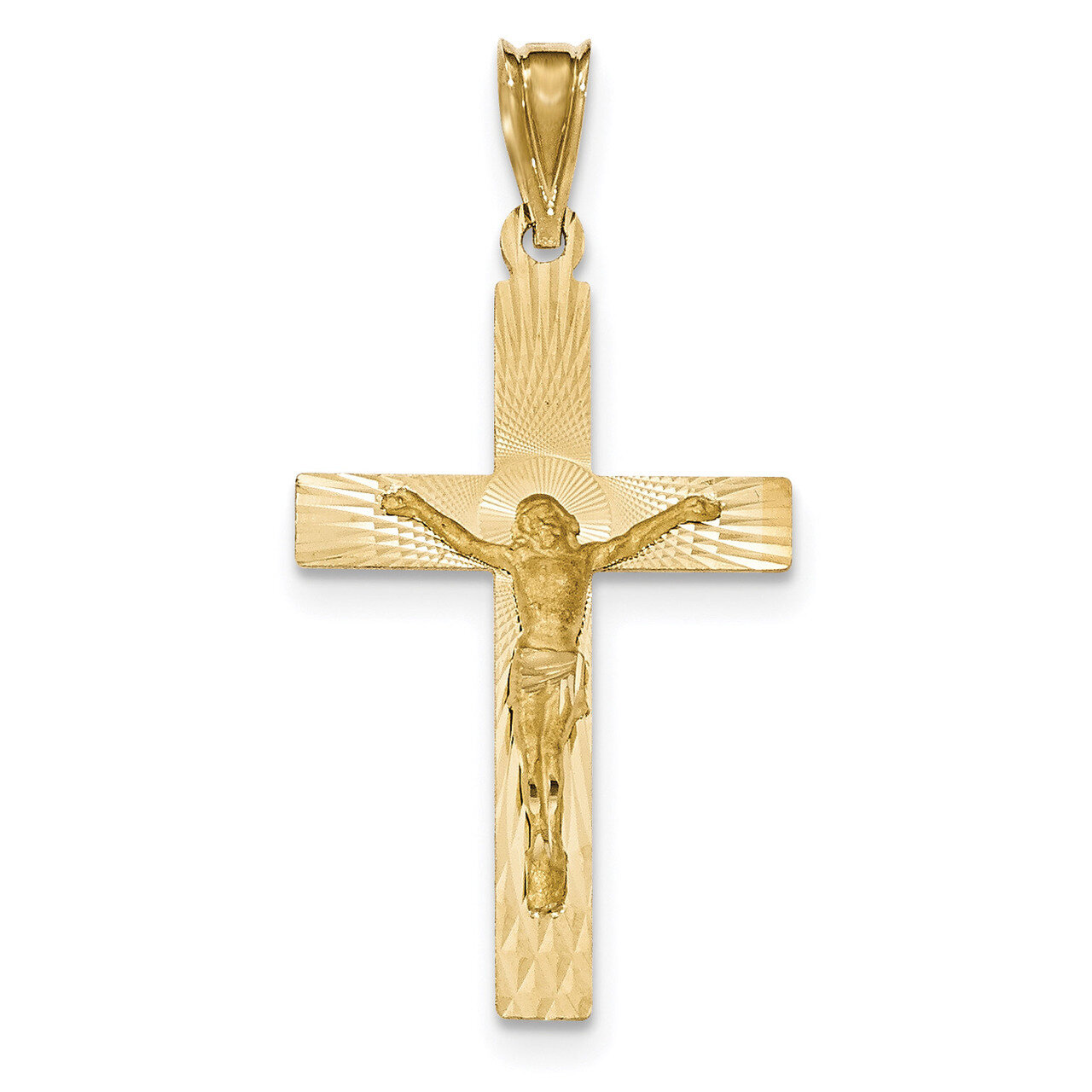Satin and Diamond -cut Crucifix Pendant 14k Gold Polished K5543