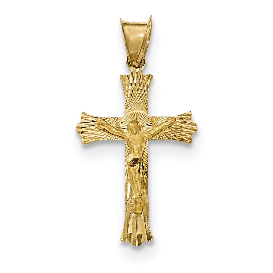Satin and Diamond -cut Crucifix Pendant 14k Gold Polished K5550