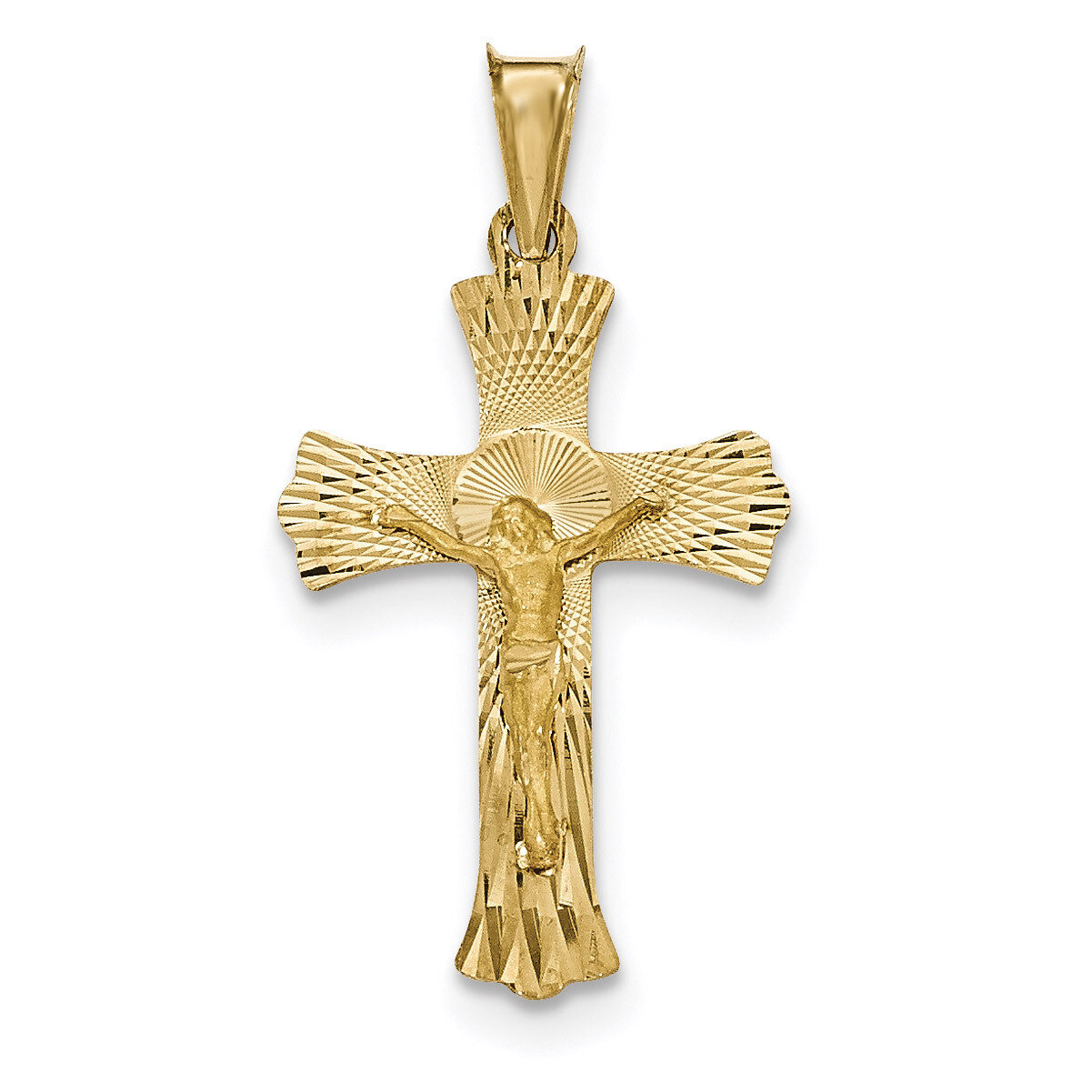 Satin and Diamond -cut Crucifix Pendant 14k Gold Polished K5551