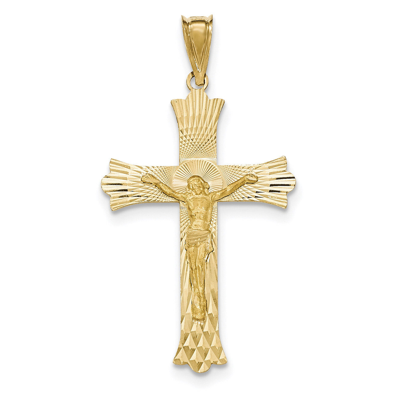 Satin and Diamond -cut Crucifix Pendant 14k Gold Polished K5552, MPN: K5552, 191101453250