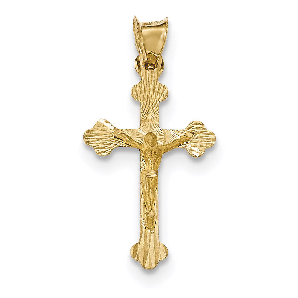Satin and Diamond -cut Crucifix Pendant 14k Gold Polished K5555