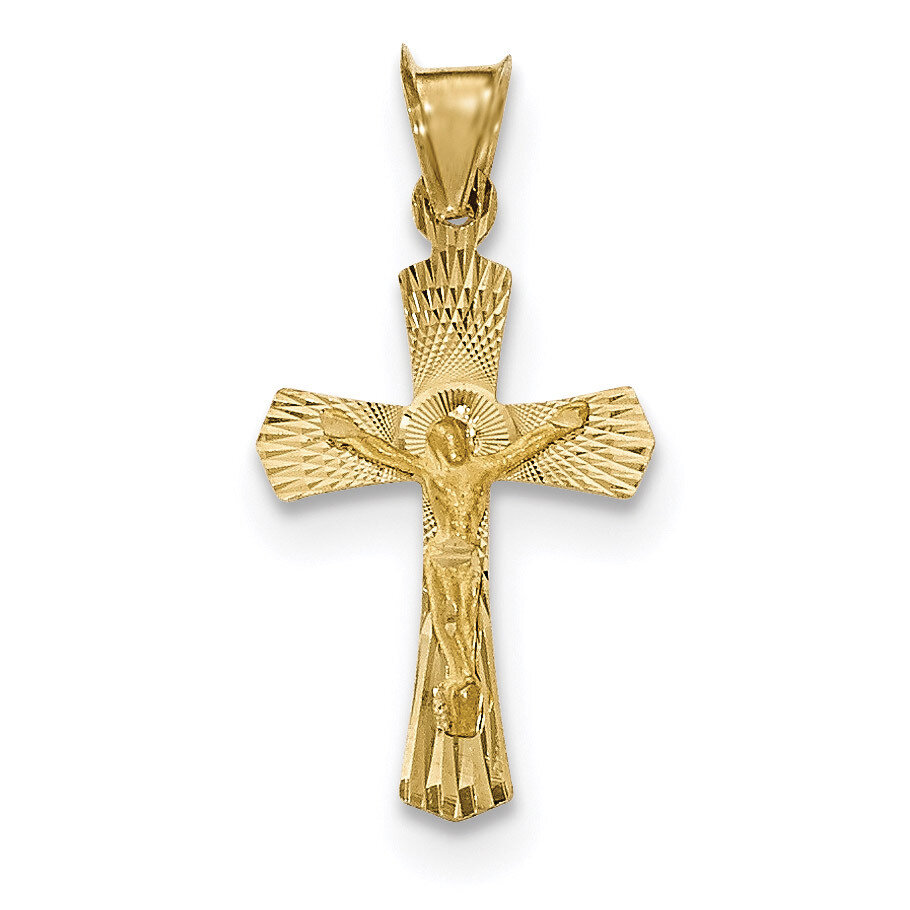 Satin and Diamond -cut Crucifix Pendant 14k Gold Polished K5556, MPN: K5556, 191101365249