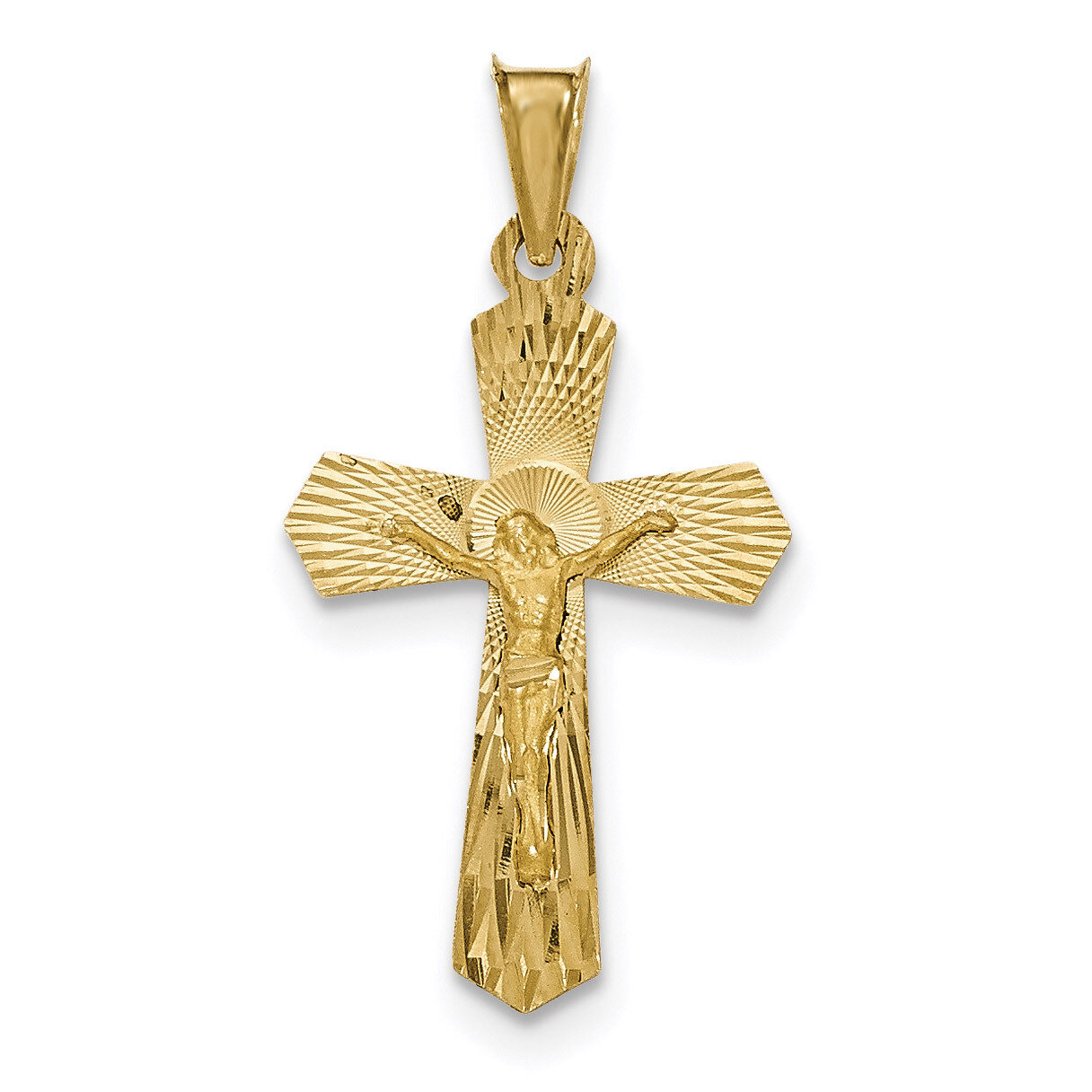 Satin and Diamond -cut Crucifix Pendant 14k Gold Polished K5557