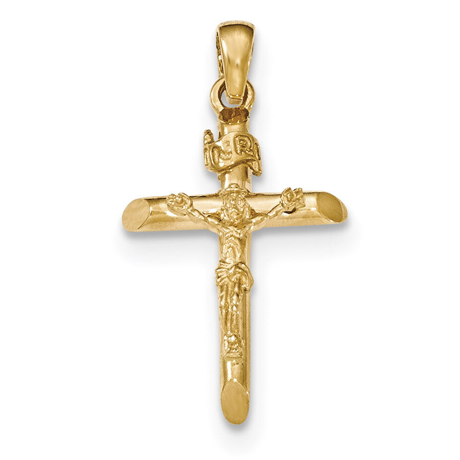 2-D Crucifix with Jesus on Cross Pendant 14k Gold Polished K5566