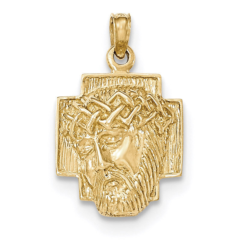 2-D Small Jesus Head with Crown Pendant 14k Gold Polished K5585