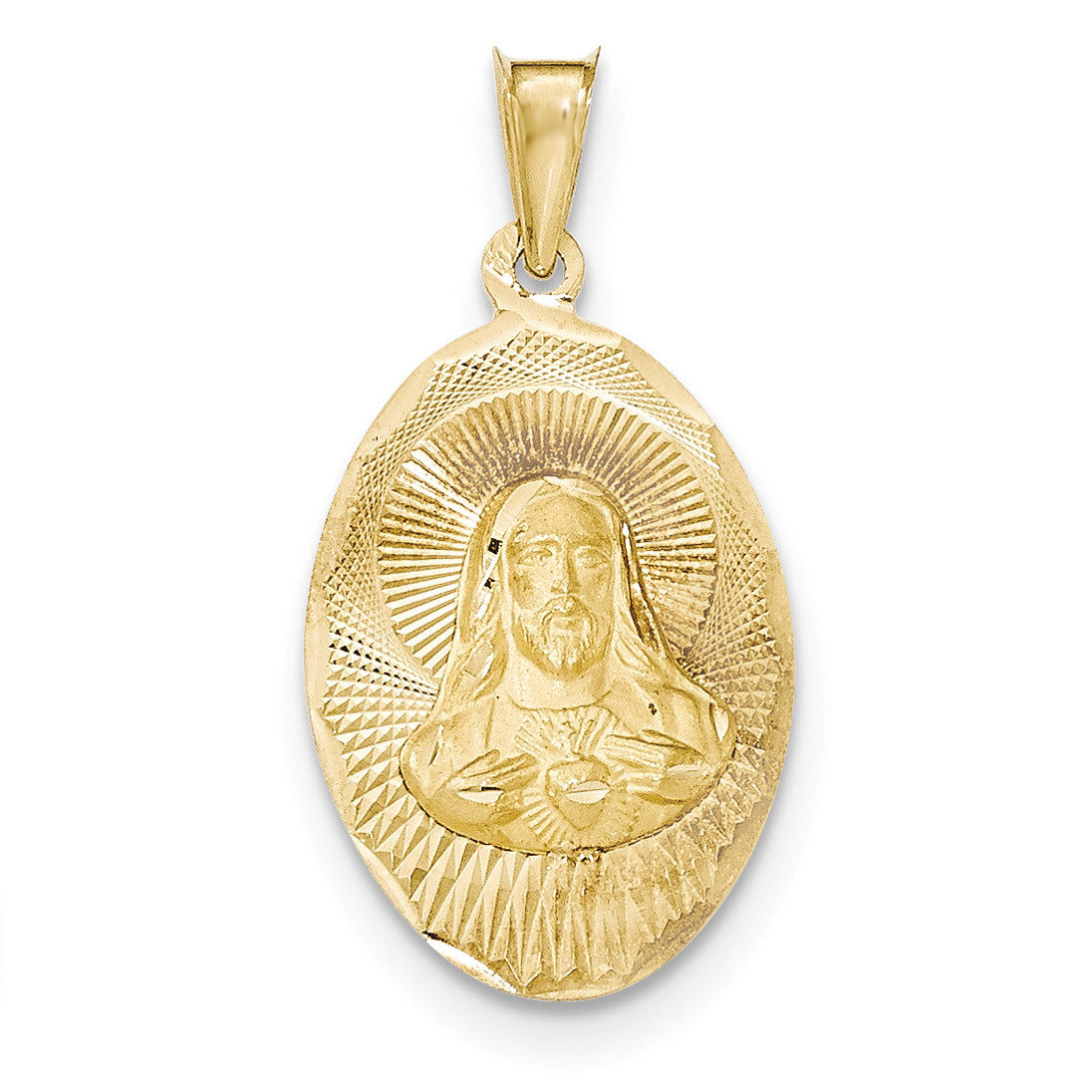 Diamond -cut Sagrado Corazon Oval Pendant 14k Gold Polished K5590, MPN: K5590, 191101366673