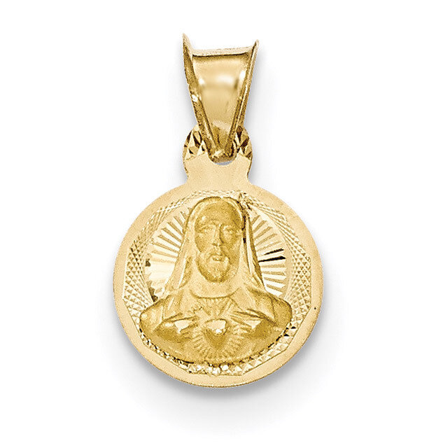 Diamond -cut Sagrado Corazon Circle Pendant 14k Gold Polished K5593, MPN: K5593, 191101365928