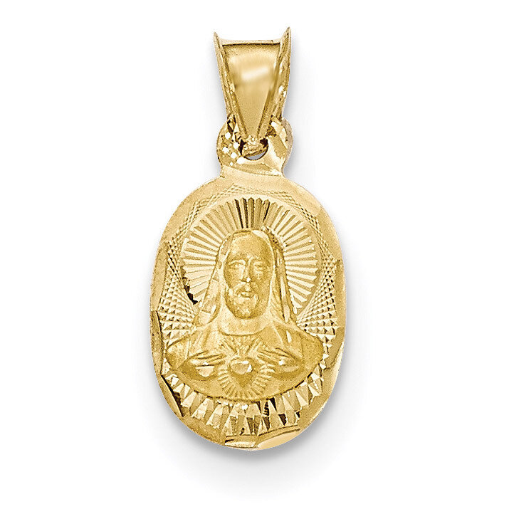 Diamond -cut Sagrado Corazon Oval Pendant 14k Gold Polished K5603, MPN: K5603, 191101082818