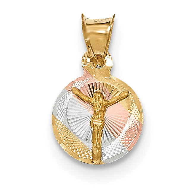 Diamond -cut CORPUS Circle Pendant 14k &amp; Rhodium Polished K5621, MPN: K5621, 191101453328