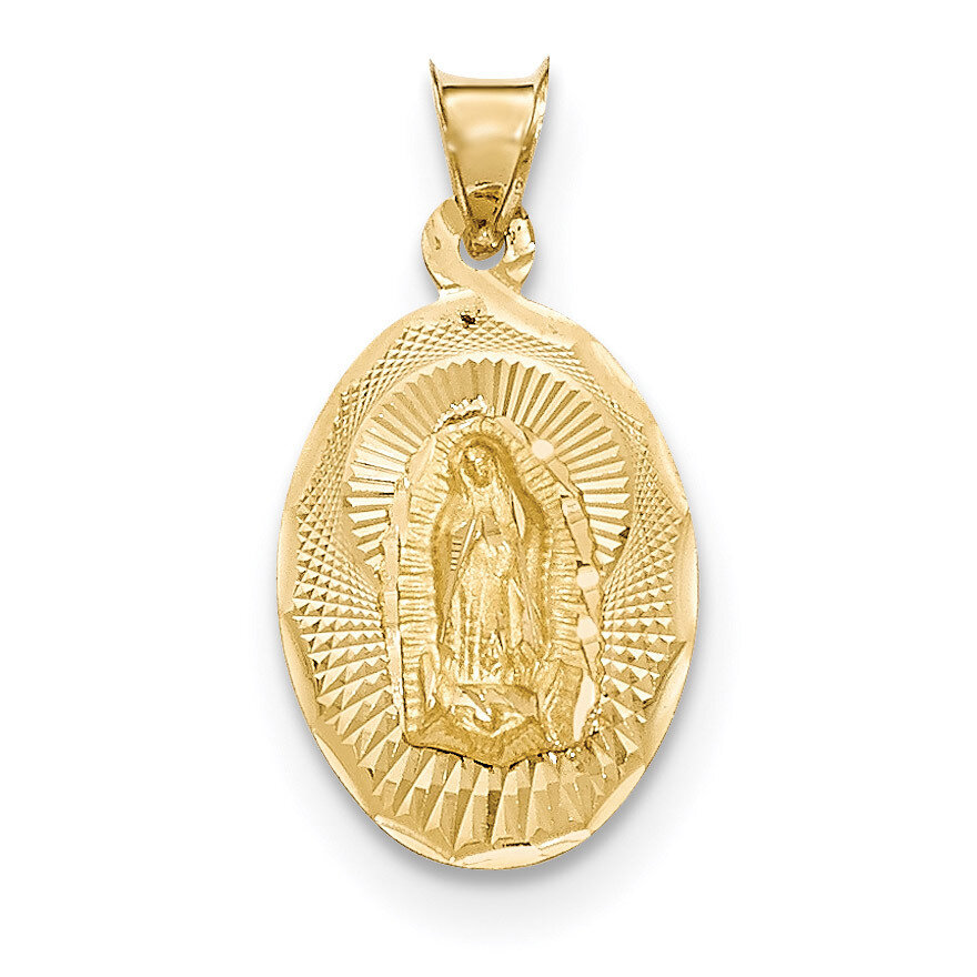 Diamond -cut Lady of Guadalupe Oval Pendant 14k Gold Polished K5633