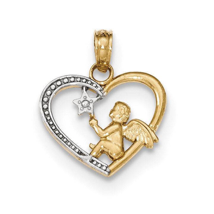 Angel in Heart with Star Pendant 14k Gold &amp; Rhodium K5693, MPN: K5693, 637218164851