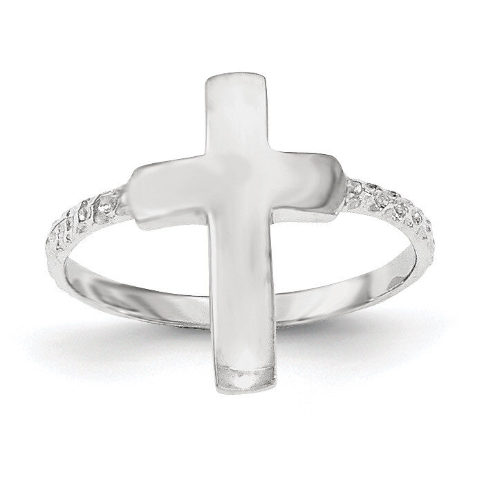 Polished Textured Cross Ring 14k white Gold K5741, MPN: K5741, 191101457258