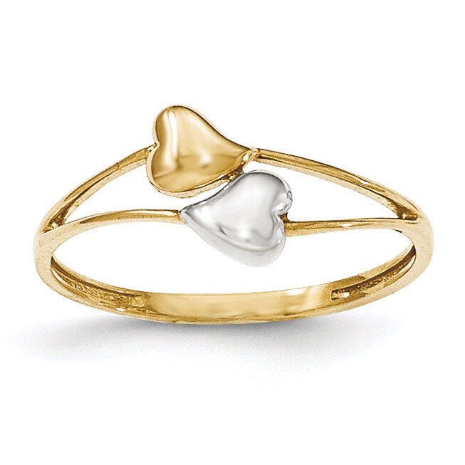Double Heart Ring 14k Gold & Rhodium K5743