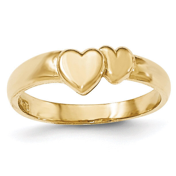 Adjoining Hearts Ring 14k Gold Polished K5744