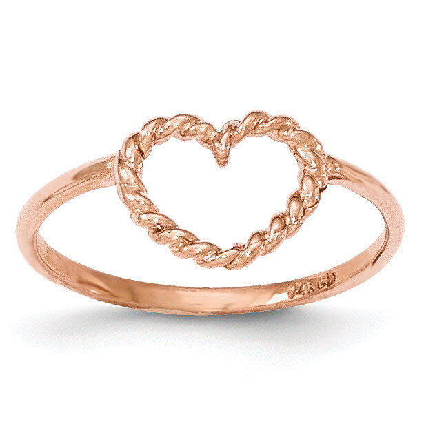 Polished &amp; Textured Heart Ring 14k Rose Gold K5749, MPN: K5749, 191101454608