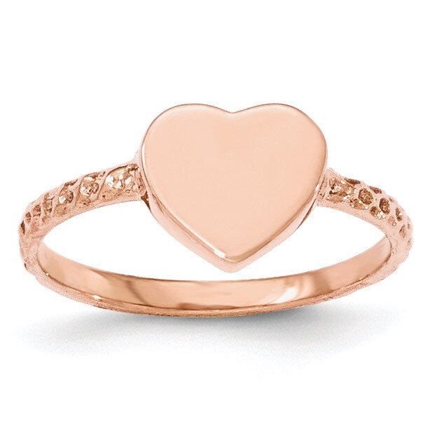 Polished Textured Heart Ring 14k Rose Gold K5754