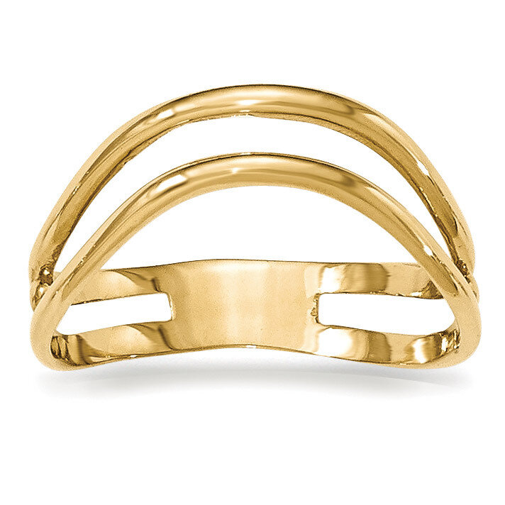 Double Wave Fashion Thumb Ring 14k Gold Polished K5789