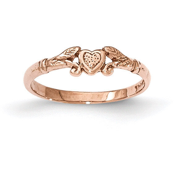 Textured Mini Heart Baby Ring 14k Rose Gold K5793