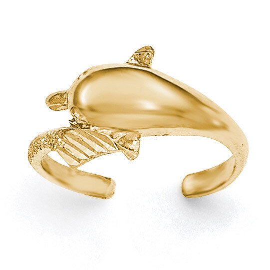 Diamond -cut Dolphin Toe Ring 14k Gold Polished K5801