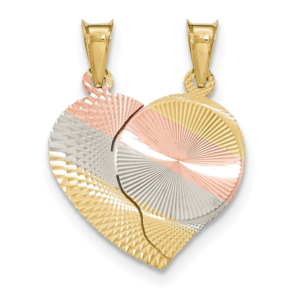 Diamond -cut Break a Part Heart Pendant 14k &amp; Rhodium Polished K5820, MPN: K5820, 886774257501