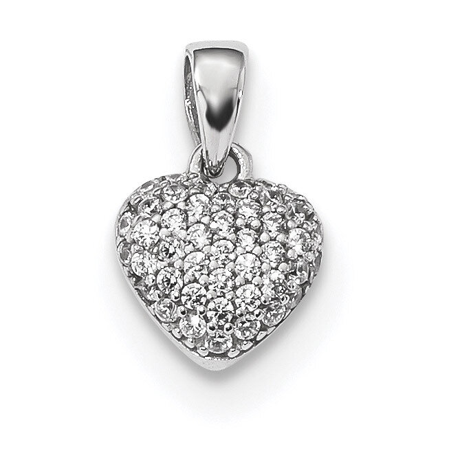 Pave CZ Diamond Polished Heart Pendant 14k white Gold K5831, MPN: K5831, 886774066400