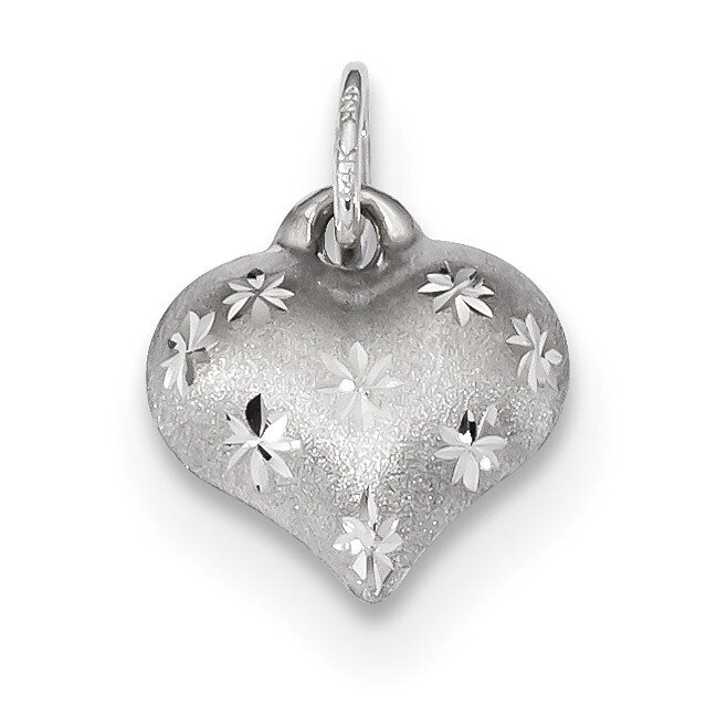 Satin &amp; Diamond Cut Puffed Heart Pendant 14k white Gold K5836, MPN: K5836, 886774074795