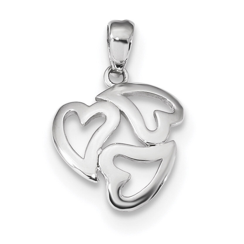 Polished Cut-out 3-Heart Pendant 14k white Gold K5857