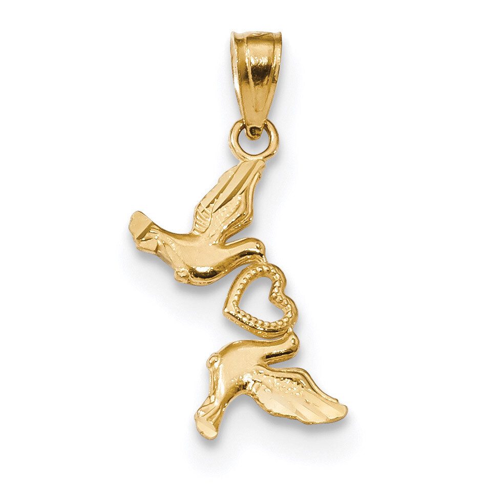 Doves with Heart Pendant 14k Gold Diamond-cut K5867, MPN: K5867, 883957740768