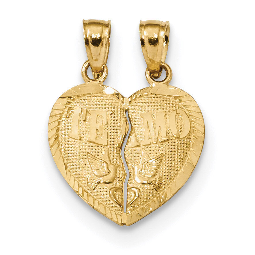Break Apart Diamond -cut TE AMO Heart Pendant 14k Gold K5877