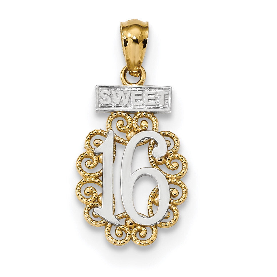 Sweet 16 with Filigree Pendant 14k Gold &amp; Rhodium K5888, MPN: K5888, 883957846019