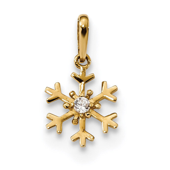 CZ Diamond Snowflake Charm 14k Gold Polished K5913