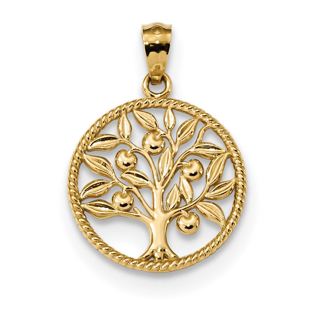 Tree Of Life in Round Pendant 14k Gold Polished K5944