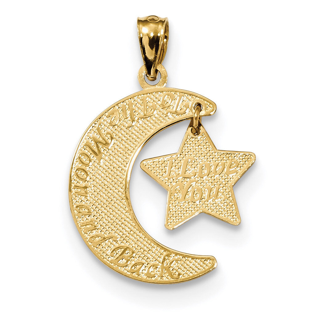 Love You to the Moon & Back Moon & Star Pendant 14k Gold K5963