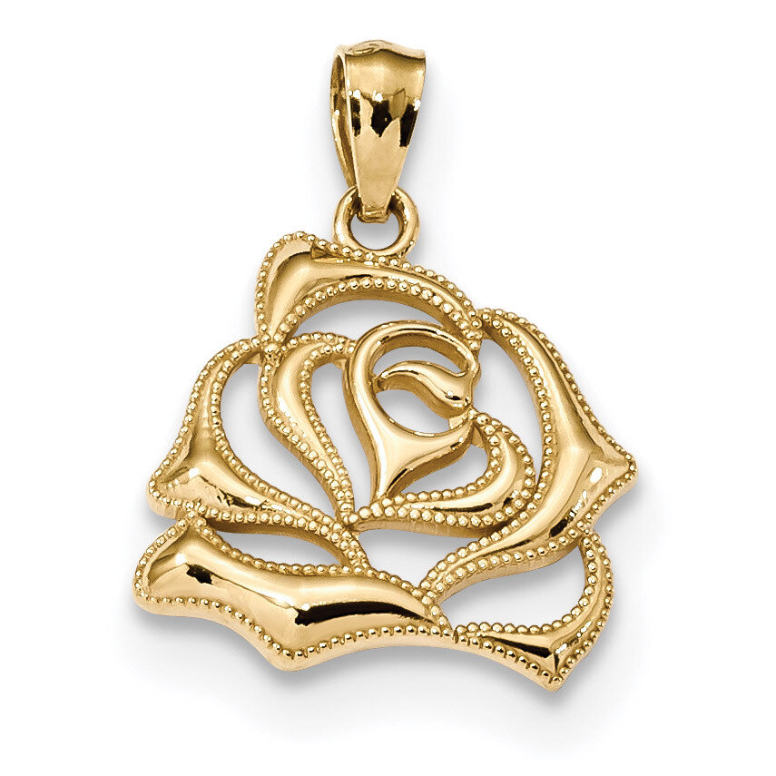 Open Rose Pendant 14k Gold Polished K5970, MPN: K5970, 886774043593