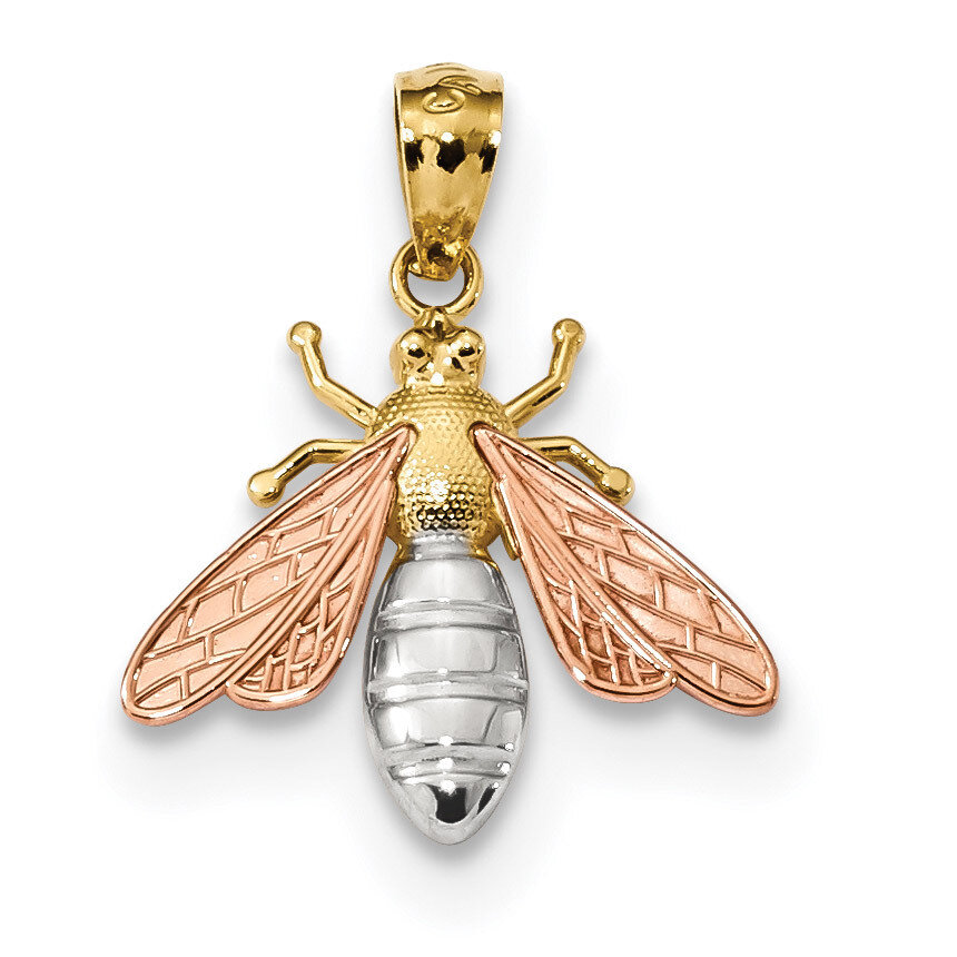 Polished Bee Pendant 14k Two-tone Rose Gold K5989