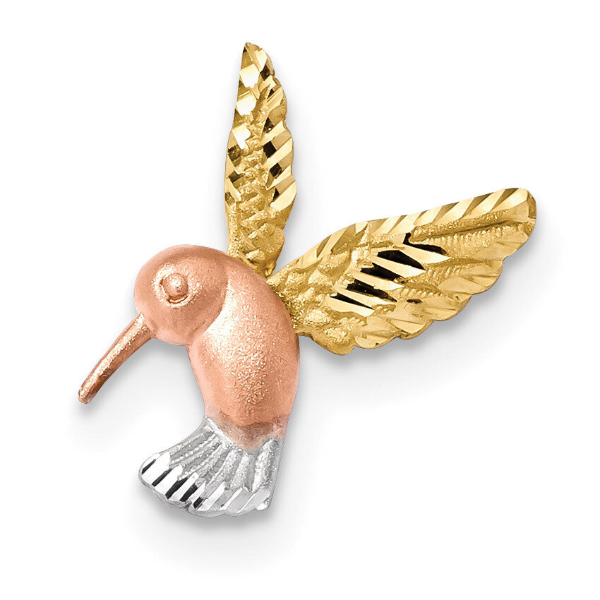 White Rhodium Satin &amp; Diamond -cut Hummingbird Slide 14k Two-Tone Gold K5996, MPN: K5996, 883957155…